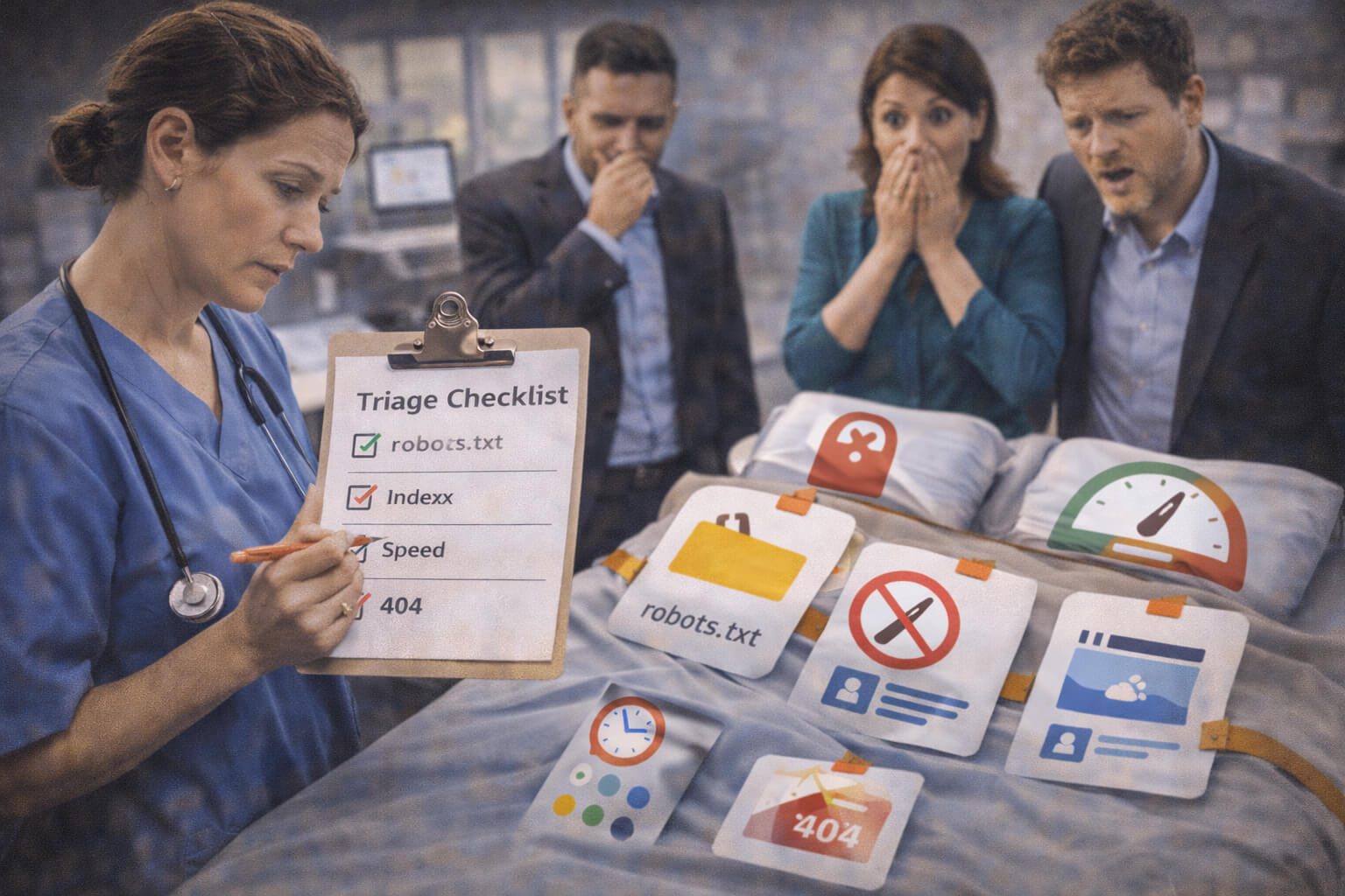 Cursed stock photo about technical SEO triage checklist