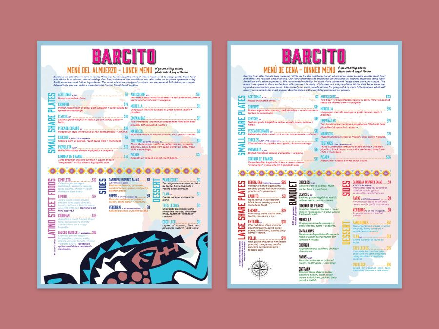 Barcito hospitality menu design artwork 1