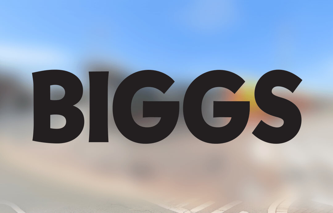 Biggs logo on a blurry background