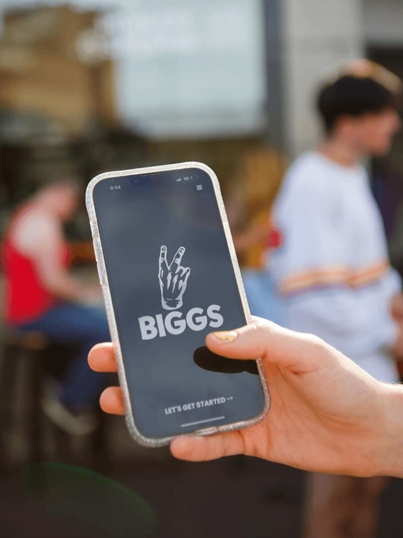 Bigg logo on the biggs app