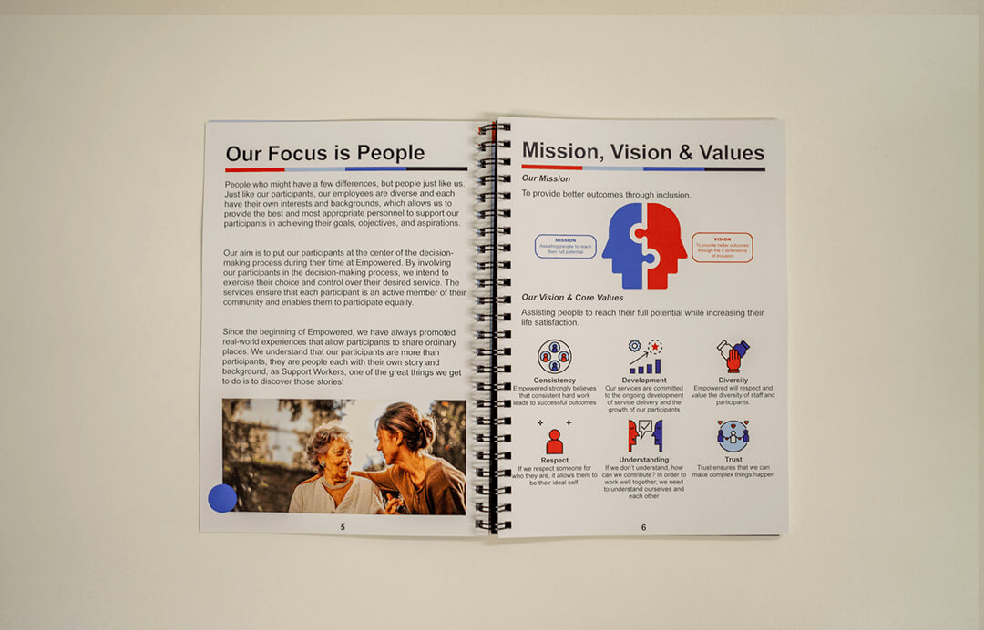 Empowered Community Services branded community support material 3