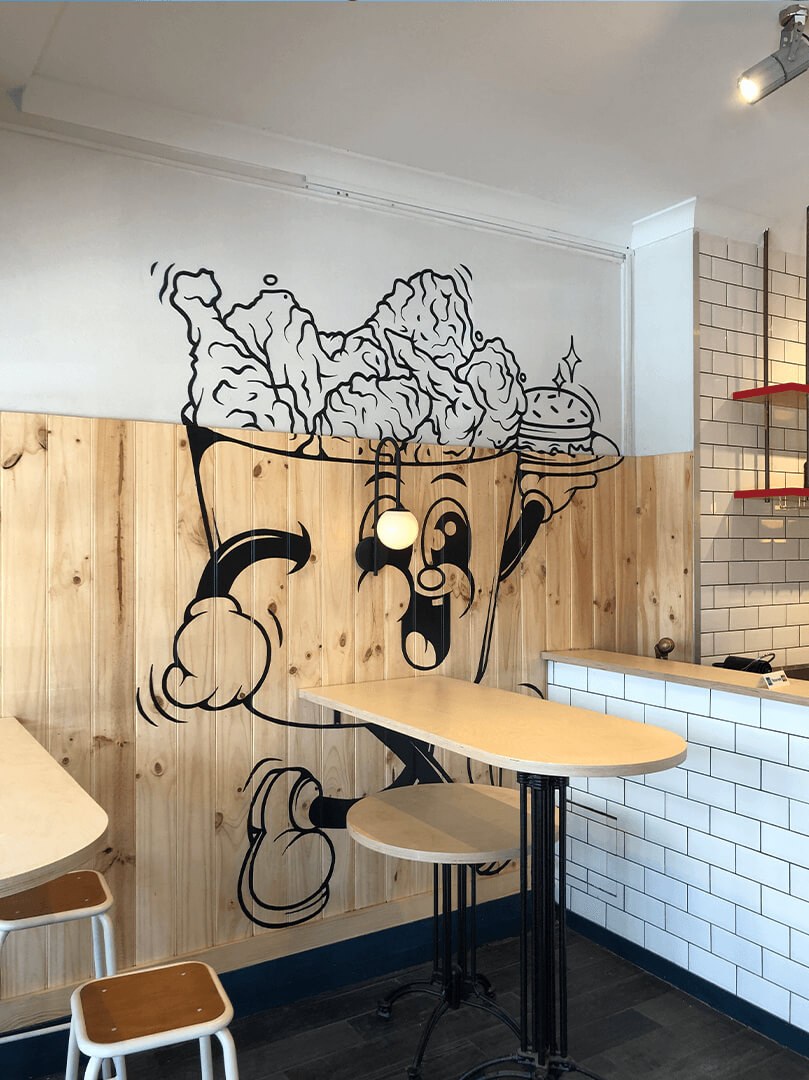 Johnny Bird character illustration and menu design artwork 4