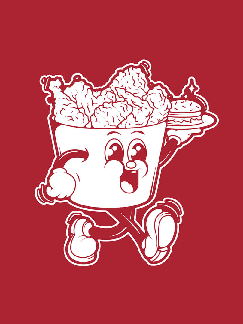 Johnny Bird character illustration and menu design artwork 2