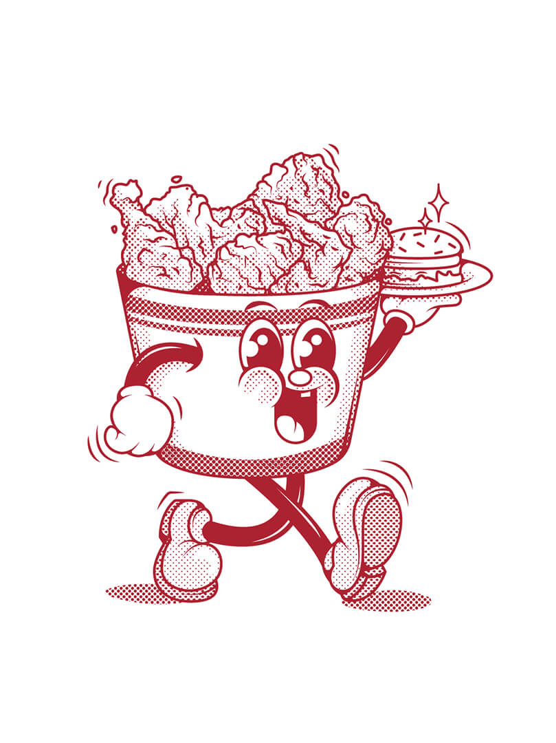 Johnny Bird character illustration and menu design artwork 3