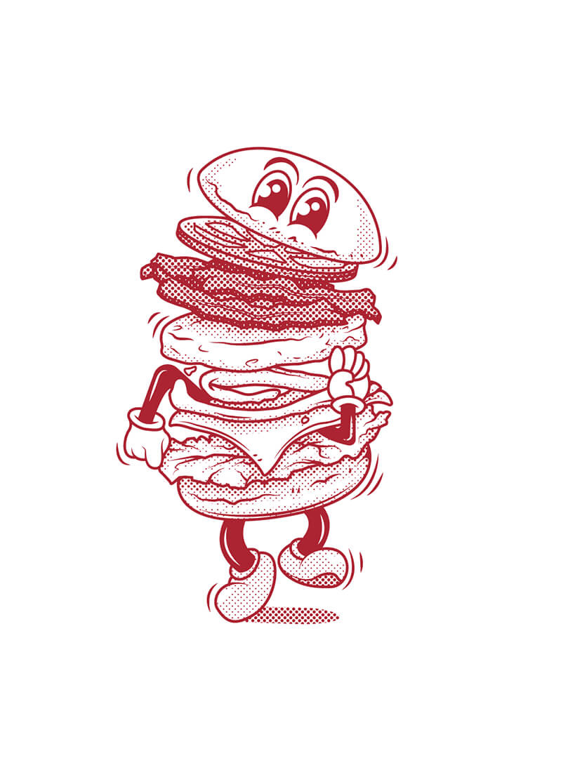 Johnny Bird character illustration and menu design artwork 5