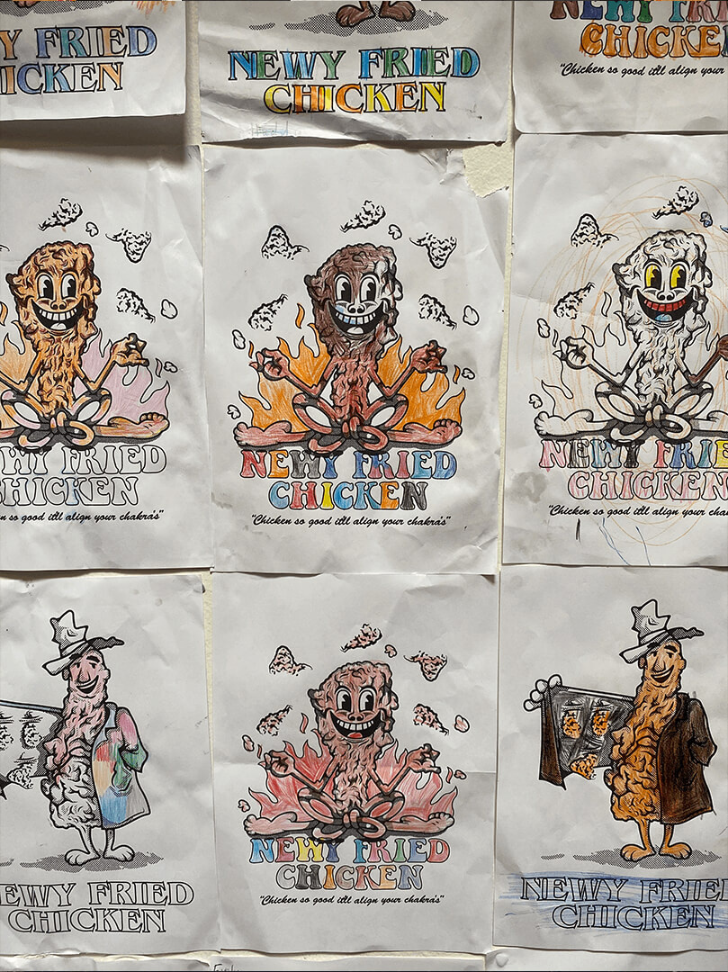 Newy Fried Chicken illustrated brand graphic 17