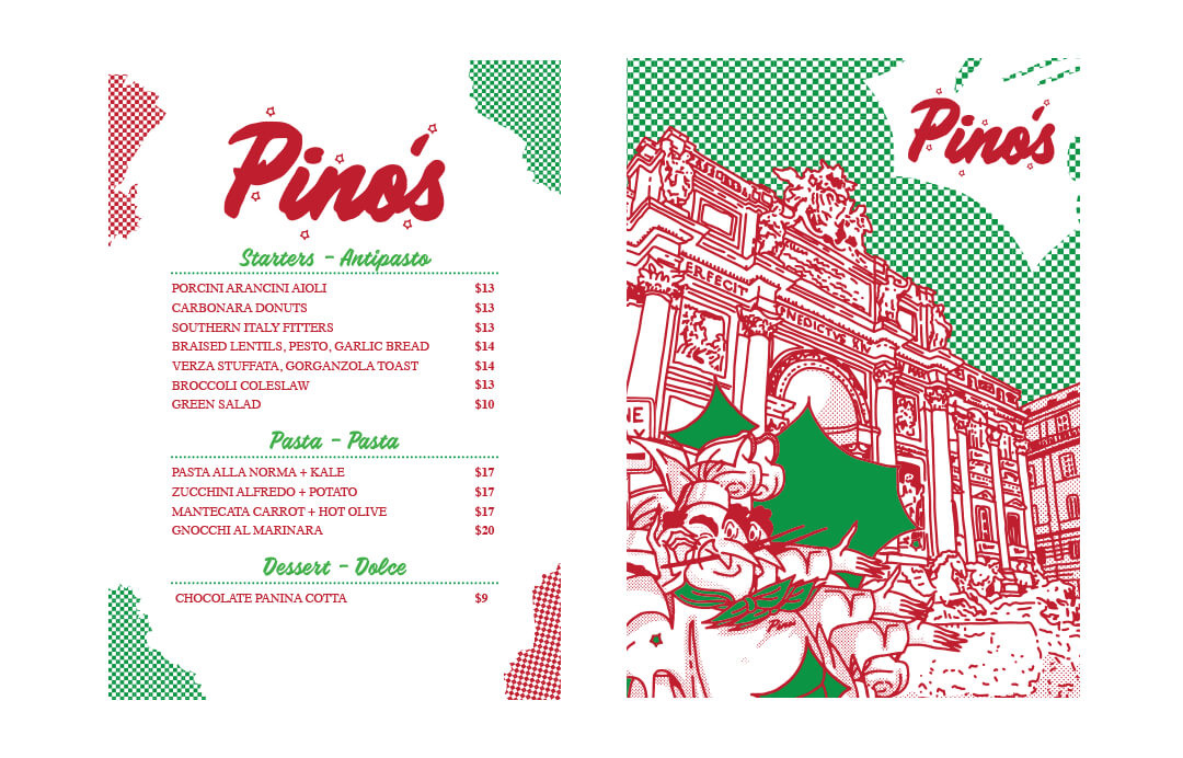 Menu design for Pinos