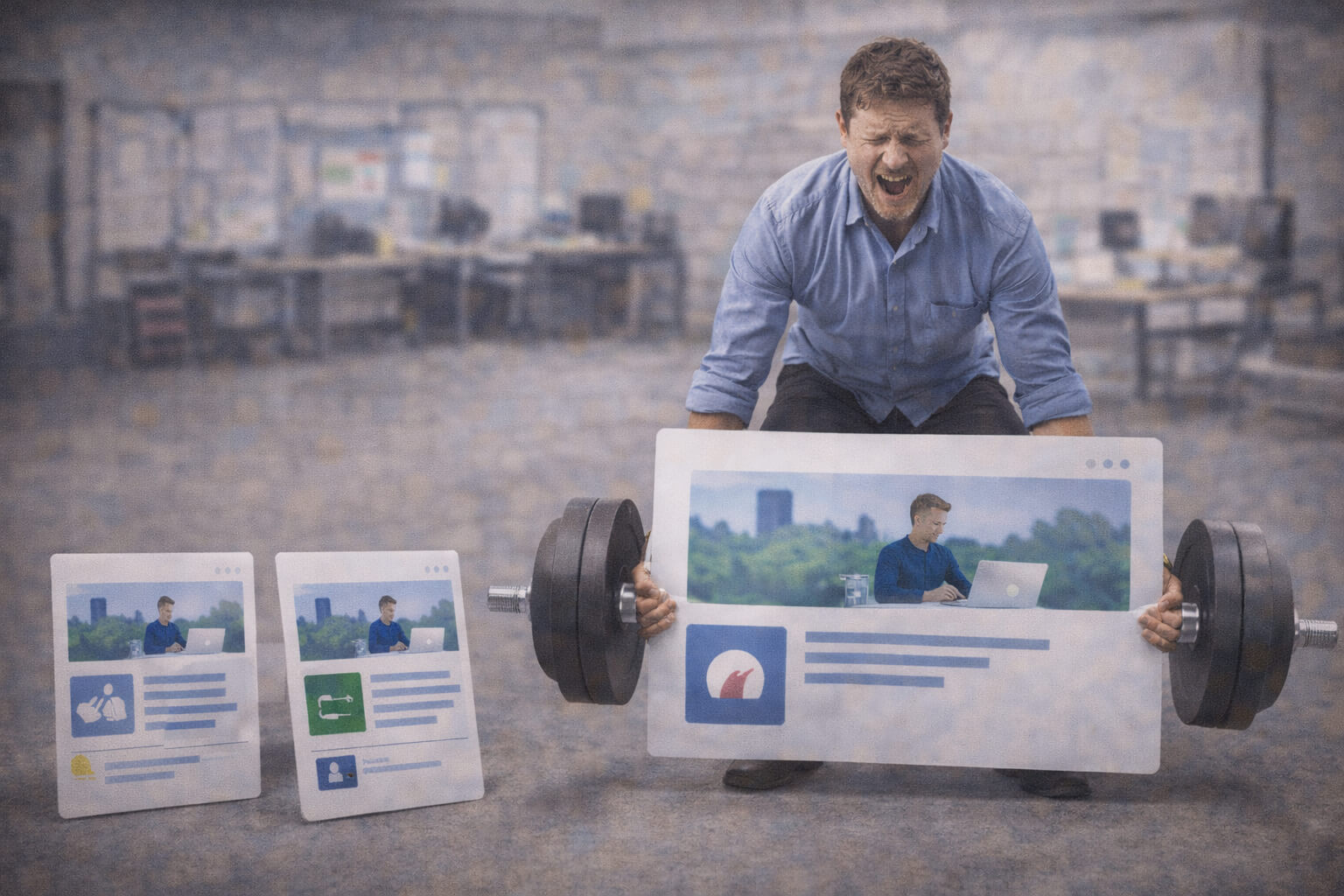 Cursed stock photo about oversized images slowing websites